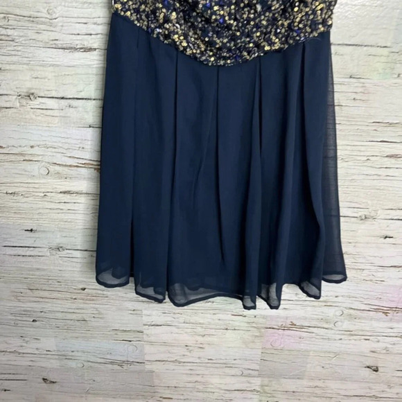 TFNC navy blue strapless sequin party dress  ASOS size large gold - Picture 2 of 8